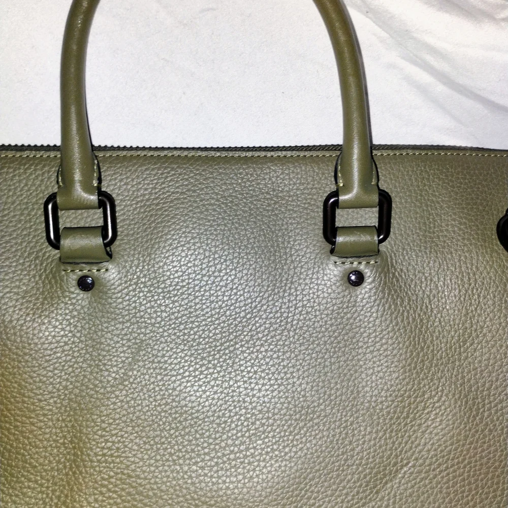 Coach Olive Green Pebbled Leather Satchel